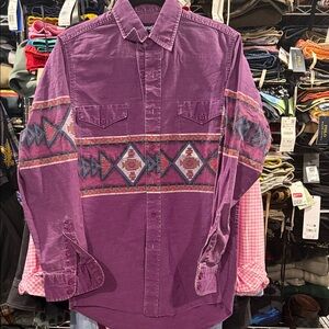 Wrangler Vintage Brush-popper Roper Purple Geometric Men's Shirt